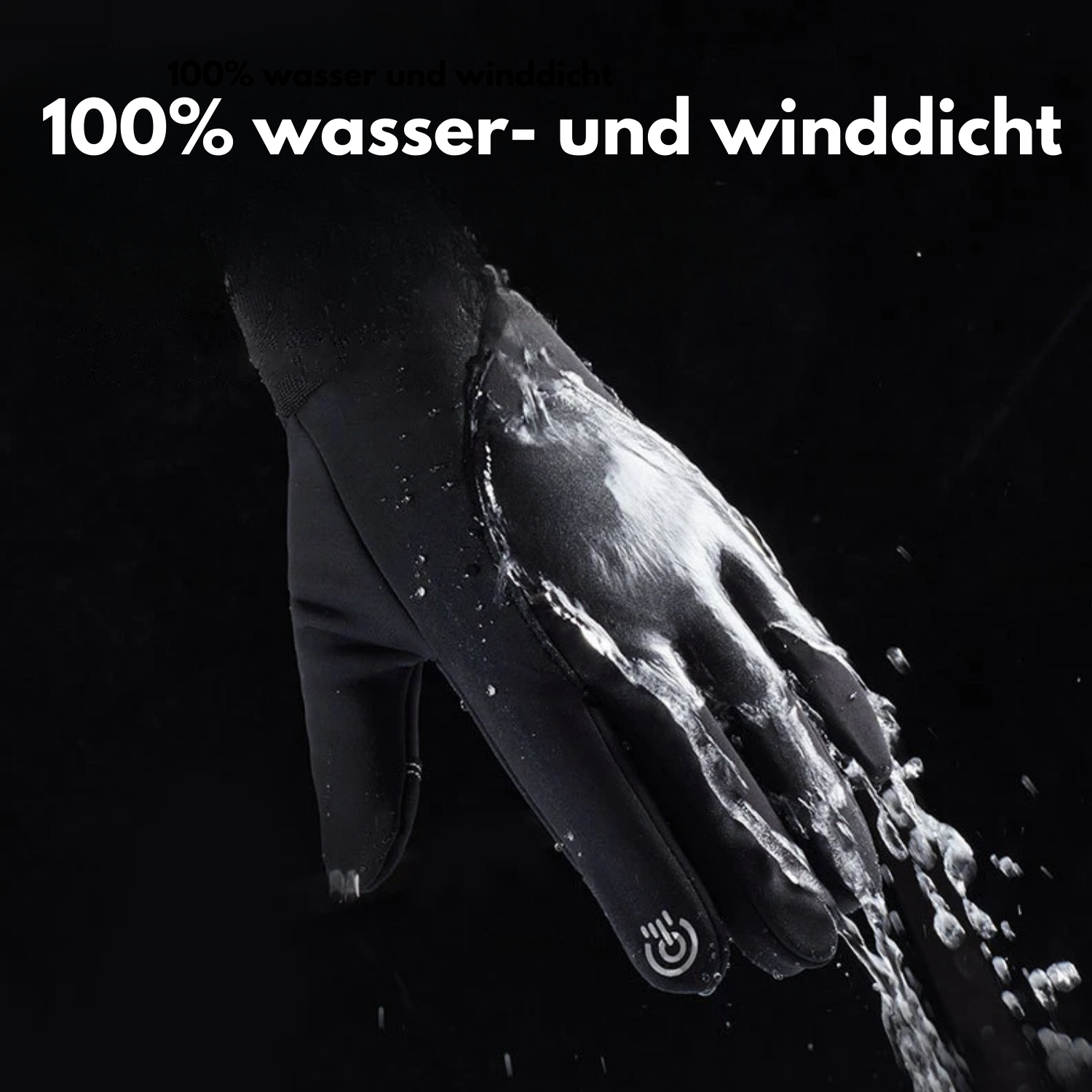 Der Tieberg - Thermo Handschuhe gegen kalte Hände von Tieberg, hier in schwarz mit rutschfester Silikonbeschichtung, weist Wasser ab, wenn es über den Handschuh läuft und unterstreicht damit seine 100% wasser- und winddichten Eigenschaften.